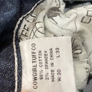 Cowgirl Tuff 30x33. Boot cut.